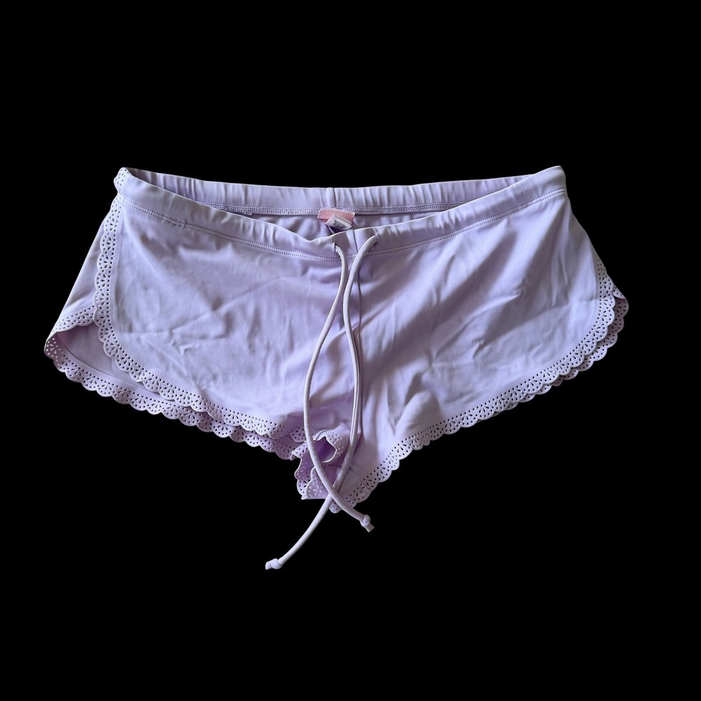 Y2K Victorias Secret Lavender Scalloped Swim Shorts Purple Small 15084/251